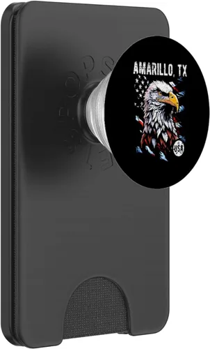 Vista 8 de Amarillo TX Patriotic Eagle USA Flag Vintage Style Design PopSockets Adhesive PopGrip