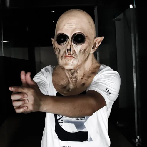 Vista 5 de MOLEZU UFO Alien Mask, Latex Creepy Geezer Mask, Halloween Costume Party Props