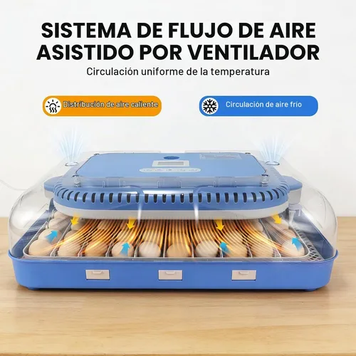 Vista 3 de Serie IV - Incubadora de 70 huevos para criadores, humedad precisa basada en sensores + control de temperatura, separador de pollitos, espaciado