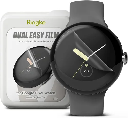 Vista 3 de Ringke Funda de reloj compatible con Google Pixel [transparente y negra, funda delgada] + doble película fácil [paquete de 3]