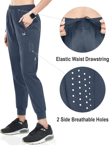 Vista 4 de NORTHYARD Pantalones deportivos para correr para mujer, ligeros, para entrenamiento, correr, pantalones casuales con bolsillos con cremallera