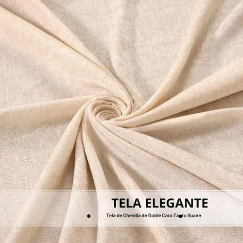 Vista 5 de ELKCA Cenefa Swag de Cascada de Chenilla Gruesa Beige para Sala de Estar Cortinas de Cenefa Pequeñas para Cocina, Paquete de 1