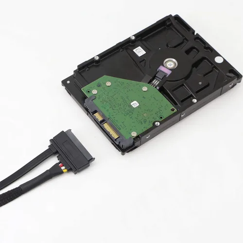 Vista 3 de Cable de datos SATA 6G, cable de extensión SATA 2 en 1, LP4 IDE de 4 pines a SATA 15P hembra con Serial ATA III 7 pines hembra para HDD, SSD