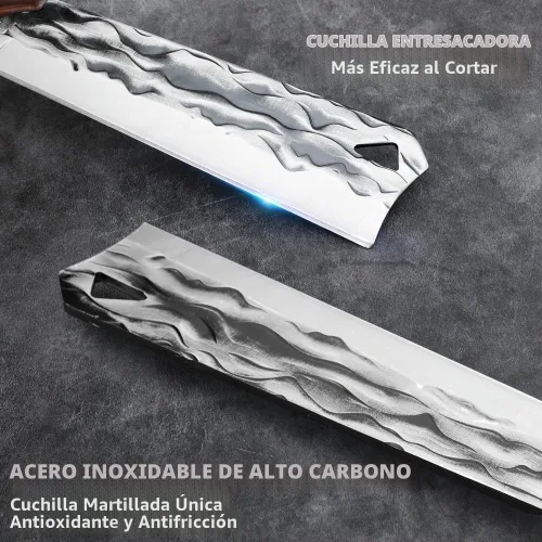 Vista 3 de Machete de supervivencia con funda para cortar árboles, para trabajo de jardín y para machetes de bushcrafting, machete de hoz de servicio pesado