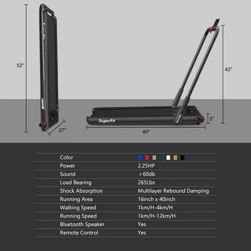 Vista 8 de Goplus 2 in 1 Folding Treadmill, 2.25HP Under Desk Electric Superfit Treadmill, Installation-Free with APP Control, Remote Control, Bluetooth