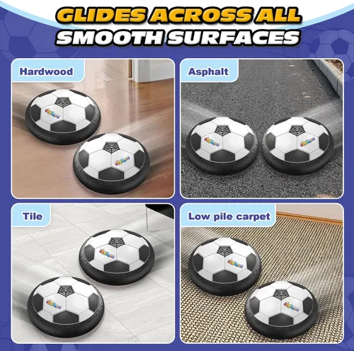 Vista 6 de ShyLizard Juego de 2 Pelotas de Fútbol Hover, Juguetes para Niños de 3, 4, 5, 6, 7, 8 Años, Pelota de Fútbol Infantil con Energía de Aire y Luz LED