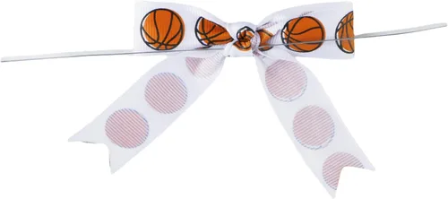 Vista 2 de Meseey 30 lazos de cinta impresos de baloncesto de 3 pulgadas, lazos pequeños para envolver regalos, baby shower, boda, recuerdos de fiesta, cake
