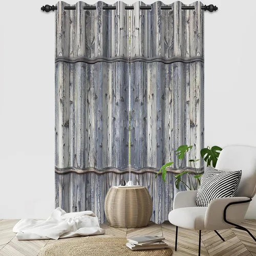 Vista 88 de Cortinas rústicas para ventana de puerta de granero, puerta de madera gris, puerta de garaje, tratamiento de ventana para sala de estar, dormitorio
