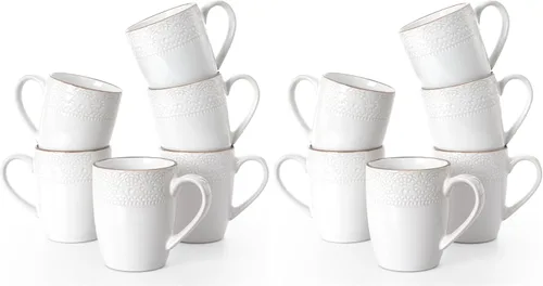 Vista 23 de famiware Venus - Tazas de café para 4, juego de tazas de 12 onzas, taza para beber con asa para café, té, cacao, leche, carbón