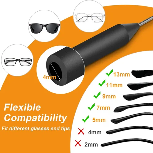 Vista 4 de Yeahxing Ray-Ban Meta - Paquete de 4 correas de 12 pulgadas para lentes de ojos con retenedor para el oído, retenedor de gafas, sin cola