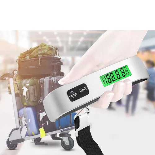 Vista 6 de HalyCares - Báscula de equipaje peso digital portátil para maleta asistente de equipaje de viaje sensor de temperatura 110 libras batería CR2032