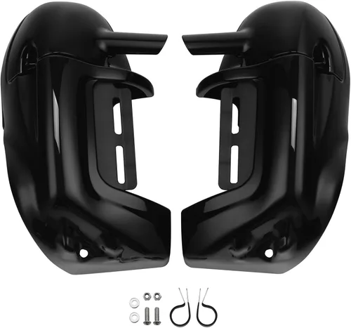 Vista 9 de Carenados para motocicletas para Harley, SLMOTO Carenado inferior ventilado negro vívido para piernas con altavoces de 6.5" y rejillas para Harley