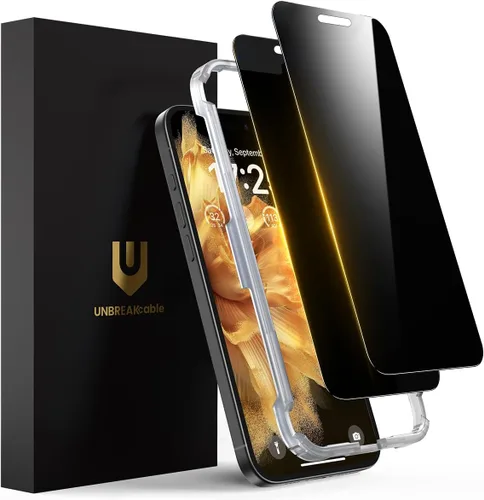 Vista 15 de UNBREAKcable Protector de pantalla de privacidad para iPhone 15, cobertura completa, vidrio templado inastillable [borde a borde]