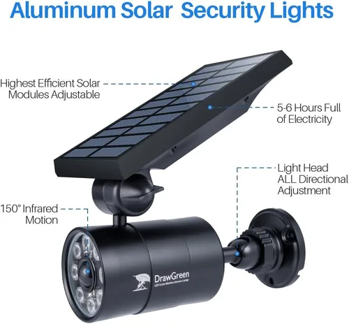 Vista 4 de Luz solar con sensor de movimiento de 2, luces solares impermeables para exteriores, 100 semanas de repuesto 100% gratis de aluminio