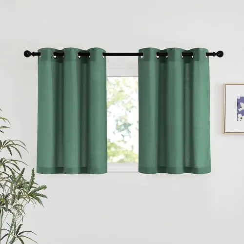 Vista 205 de NICETOWN - Cortinas de lino angora para ventana de cocina sobre el fregadero, con ojales, lino grueso angora, tratamientos cortos para ventanas