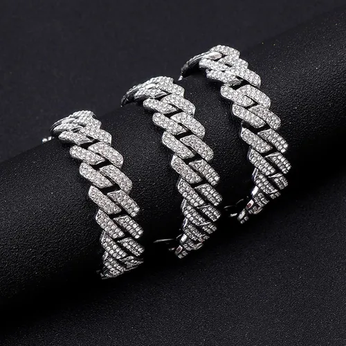 Vista 6 de Xikui Collares de cadena cubana, diamantes brillantes de Miami, joyería de hip hop, cadenas de eslabones cubanos de plataoro para hombres y mujeres