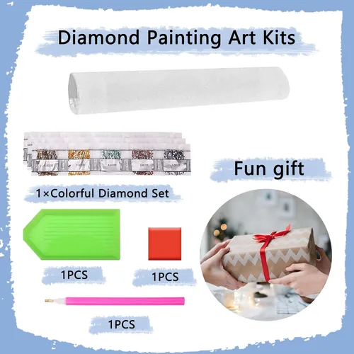 Vista 4 de YUE ZHE Kit de pintura de diamante de búho para adultos y niños, kit de arte de diamantes 5D para bricolaje, arte de gemas para decoración de pared