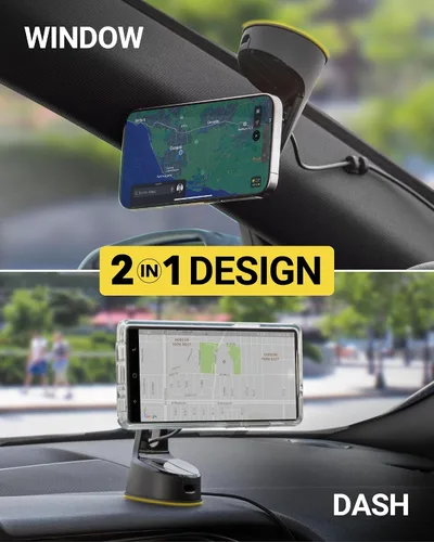 Vista 4 de Scosche MEMSQRWD MagicMount Elite - Soporte magnético de carga inalámbrica para el salpicadero/parabrisas del automóvil con cargador rápido USB-C