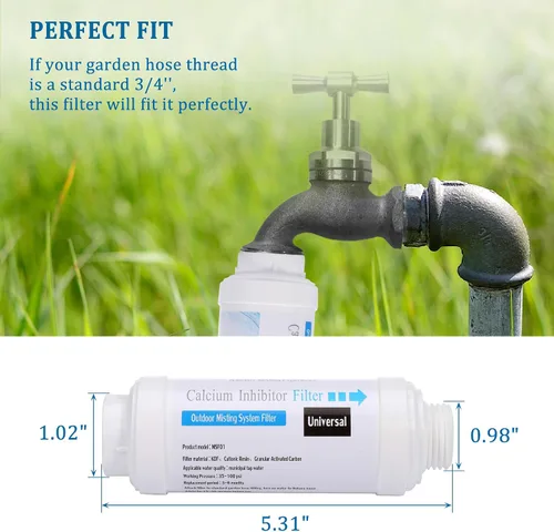 Vista 2 de Yoption Filtro inhibidor de calcio, filtro de sistema de nebulización al aire libre, para evitar la acumulación de escamas y obstrucciones
