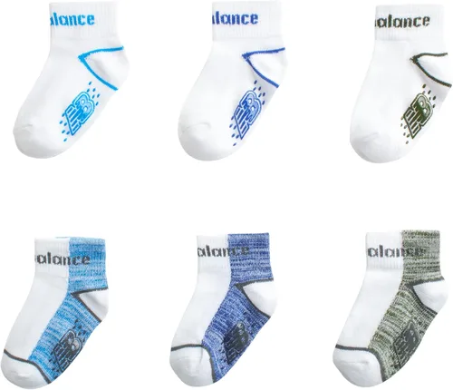 Vista 3 de New Balance Calcetines para bebé, paquete de 12 calcetines antideslizantes de corte de cuarto (bebébebé)
