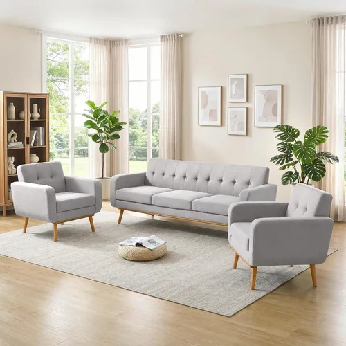 Vista 20 de HUIMO - Juego de muebles para sala de estar con botones, juego de muebles tapizados con botones para sala de estar, sofá moderno tapizado con marco