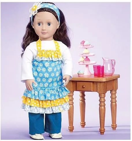 Vista 4 de McCall's Patterns M6451 18" (46cm) Ropa de muñeca, Bolso, Toalla y Gato, Talla única