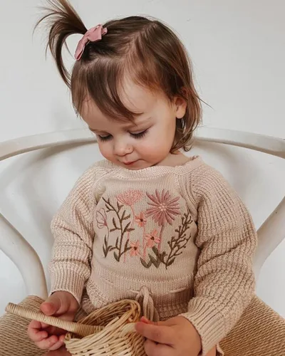Vista 20 de ZAXARRA Suéter de bebé niña mameluco suéter de punto bordado flor sudadera mameluco ropa de otoño infantil
