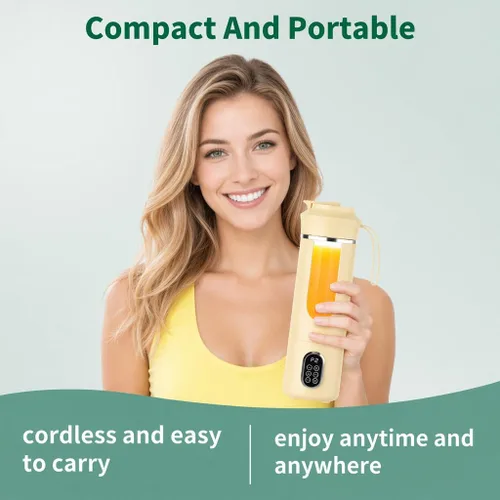 Vista 7 de Licuadora inalámbrica portátil, pequeño exprimidor recargable, mini licuadora personal para batidos y batidos, con función de limpieza automática