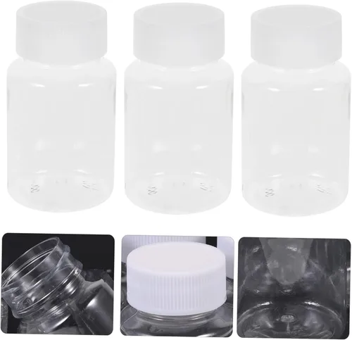 Vista 6 de 10 botellas vacías con tapas para medicamentos, botella de viaje, recipientes de plástico transparente, contenedores de maquillaje, botellas