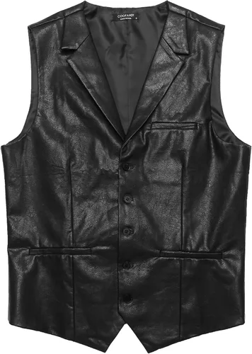 Vista 7 de COOFANDY Chaleco de Traje de Cuero para Hombre de Corte Ajustado Chaleco Occidental Casual Chaqueta Chaleco Ligero con Cuello en V Chalecos