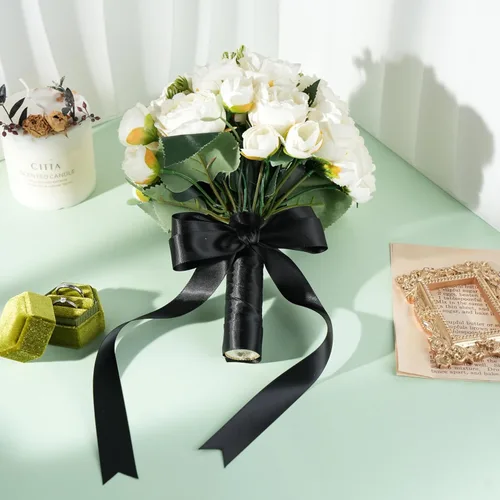 Vista 8 de MAYREEL Cinta de satén negra de 7/8 pulgadas de doble cara para envolver regalos, manualidades, lazos para el pelo, decoración de fiesta, ramos