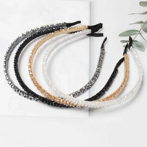 Vista 9 de Cuizhiyu Paquete de 4 diademas de diamantes de imitación de cristal para mujeres y niñas, de doble fila, con cuentas brillantes, aros