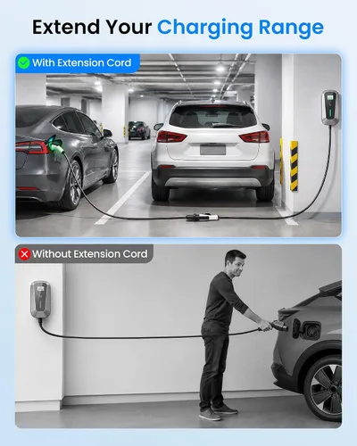 Vista 5 de Cable de extensión WenStorm 50A 30 pies J1772 EV, cable de extensión de cargador EV de nivel 2, cable de extensión EV de 240V de servicio pesado