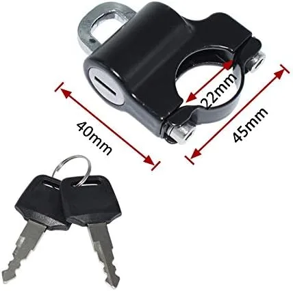 Vista 4 de Cerradura universal de aleación de aluminio con 2 llaves para manillar de 7/8 pulgadas y 0.866 in