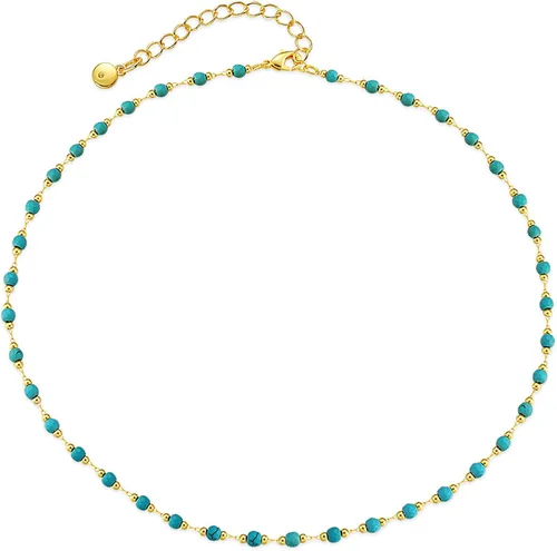 Vista 17 de Gargantilla con cuentas para mujer, chapada en oro de 18 quilates, gargantilla delicada para mujer