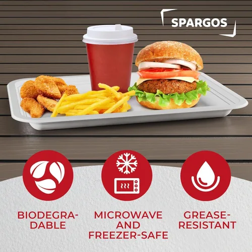 Vista 3 de Paquete de 100 platos desechables con 5 compartimentos, bandejas de 12.5 x 8.6 pulgadas para alimentos