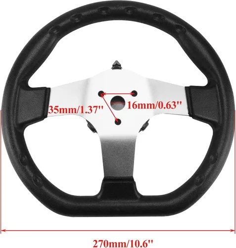 Vista 2 de PRO BAT 270mm/10.6'' Steering Wheel Steel Kit 320mm/12.6'' Gear Rack Pinion Adjustable Shaft Set for 110cc Go Kart Golf Buggy UTV