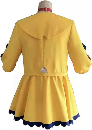 Vista 3 de VTuber Inugami Korone - Disfraz de cosplay de Corona, vestido de uniforme amarillo, chaqueta de Halloween para mujer