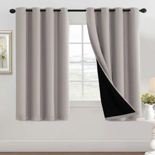 Vista 44 de H.VERSAILTEX Cortinas 100% de opacidad con aislamiento térmico, cortinas opacas completas para sala de estar, cortinas de ventana de eficiencia
