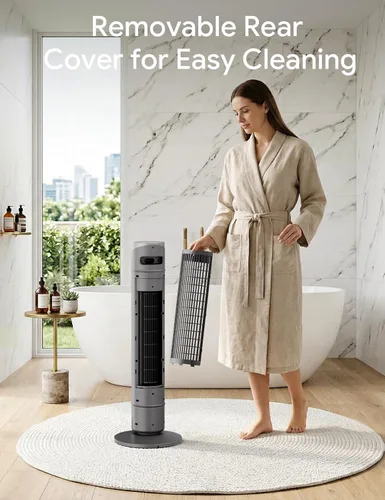 Vista 45 de ZAFRO Ventilador de torre inteligente para dormitorio, ventilador de torre oscilante de 120°, 28 pies/s de alta velocidad, 12 velocidades, 4 modos