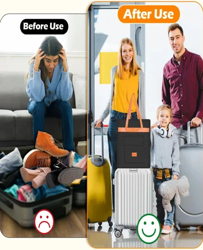 Vista 2 de Yotako Bolsa de Zapatos para Viaje con Mango de Cuero Negro Gris, Negro -, Estándar, Moderno