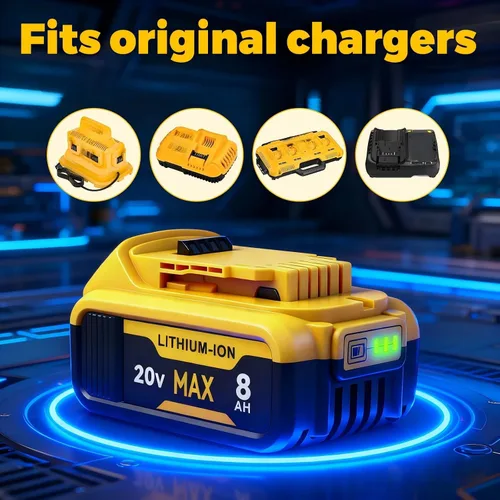 Vista 4 de Paquete de 2 baterías de alta capacidad de 8000 mAh compatibles con DEWALT 20V MAX