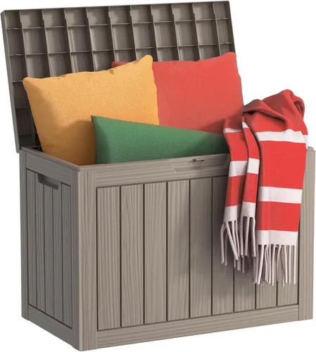 Vista 29 de DRATO Caja de almacenamiento para cubierta de 31 galones, caja de almacenamiento para exteriores para cojines de patio, herramientas de jardín, caja