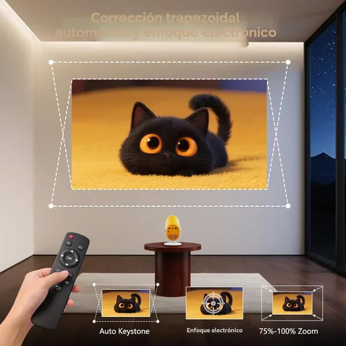 Vista 4 de Mini Proyector Portátil con WiFi y Bluetooth Proyector de Película Giratoria Proyectores LED Pico Electrónicos para Cine en Casa Compatible