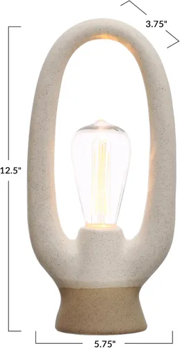 Vista 4 de Bloomingville Luz LED de gres de 12,5 pulgadas con esmalte reactivo para el hogar y la oficina, color blanco