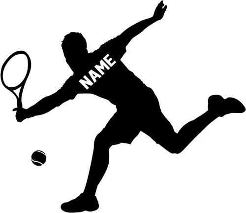 Vista 7 de VWAQ Calcomanía de pared de jugador de tenis personalizada, calcomanía de pared deportiva con nombre personalizado para habitación de niños, CS24