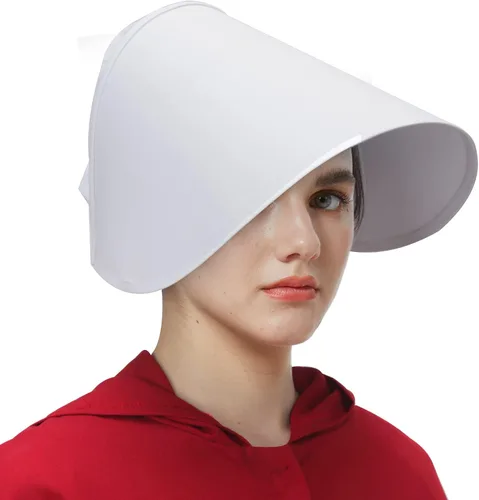 Vista 6 de Handmaid - Disfraz de cosplay de color rojo capa roja con capucha y gorro blanco para fiesta de Halloween Rojo
