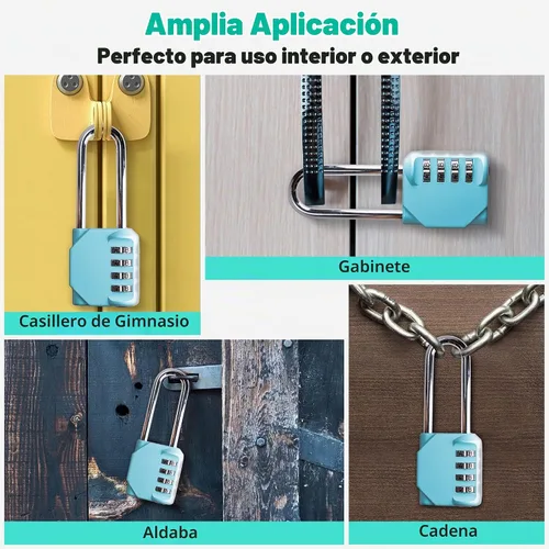 Vista 6 de CL21AS - Candado de combinación con grillete largo de 2.6 pulgadas, 4 dígitos, candado de combinación para casillero de gimnasio, escuela, puertas 1
