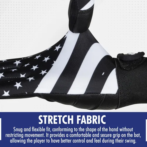Vista 7 de Guantes de bateo Dot Stitch con bandera de EE. UU. para béisbol y sóftbol, guantes de bateo con bandera americana, guantes de béisbol para niños