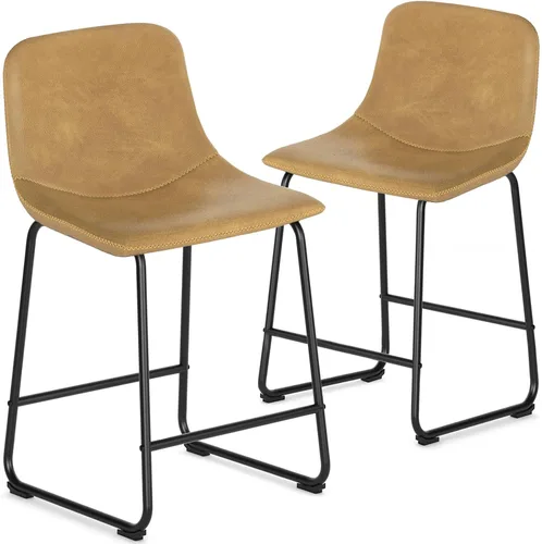 Vista 19 de TAVR Furniture Leathaire - Juego de 2 taburetes de tela con altura de mostrador, sillas de isla sin brazos, con capacidad para hasta 500 libras